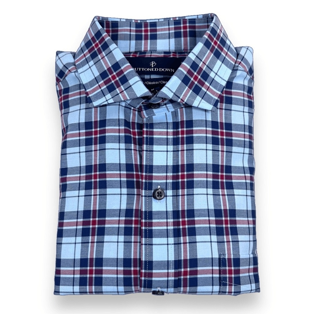 Buttoned Down Shirt Mens Size Medium M 15-15.5 32/33 Blue Classic Long‎ Sleeve